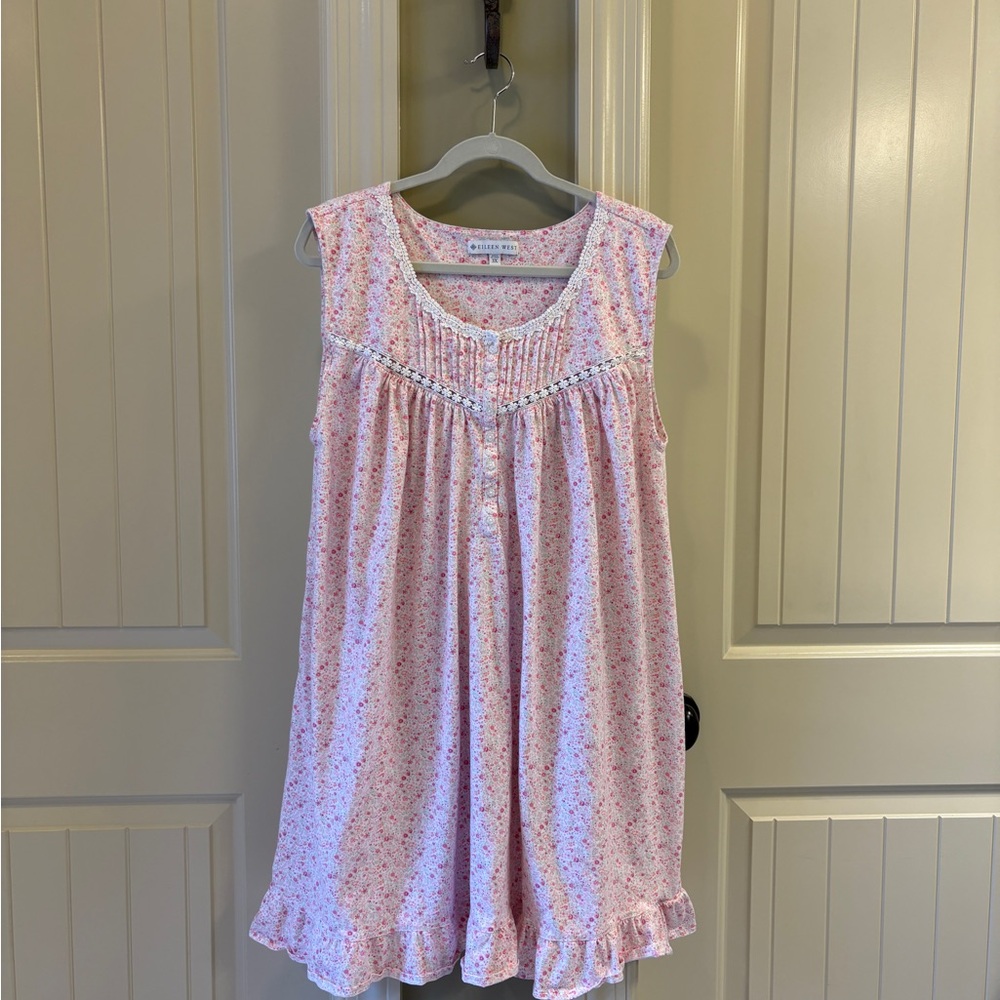 Eileen West Pink Sleeveless Pajamas with Lace Trim